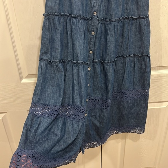 gap x LOVESHACKFANCY Denim Lace Dress Womens Size Medium - Picture 5 of 8